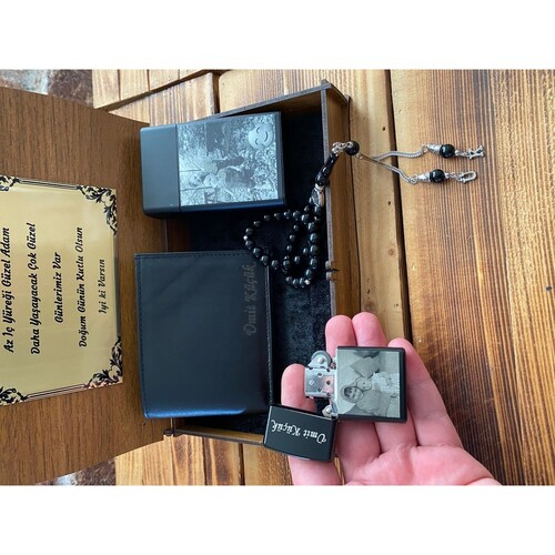 Babaya Hediye Çakmak Tespih Cüzdan ve Sigaralık Seti