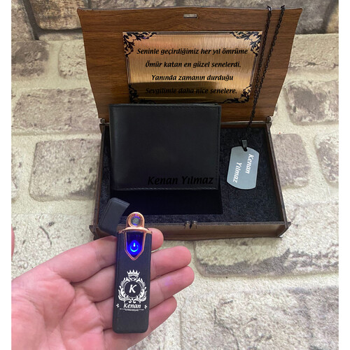 Erkeğe Hediye Cüzdan- Çakmak- Künye Seti