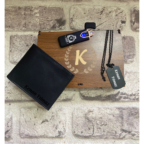 Erkeğe Hediye Cüzdan- Çakmak- Künye Seti