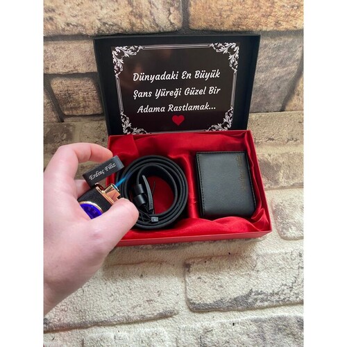 Erkeğe Hediye Cüzdan, Çakmak ve Kemer Seti