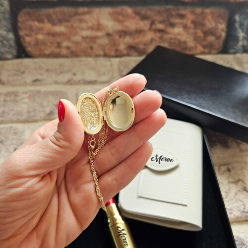 Kadınlara Özel Hediye Seti Kolye-Çakmak ve Cüzdan