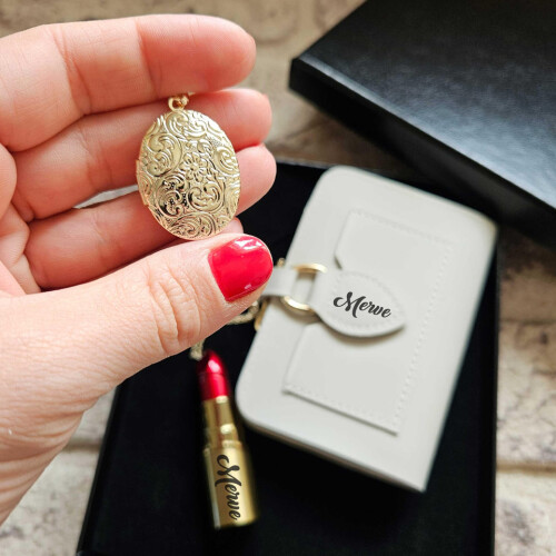 Kadınlara Özel Hediye Seti Kolye-Çakmak ve Cüzdan