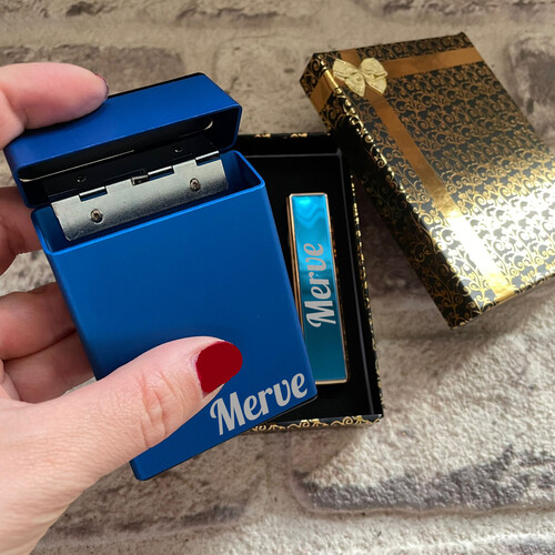 Kadınlara Özel Slim Sigara Kutusu ve Elektronik Çakmak 5 Renk