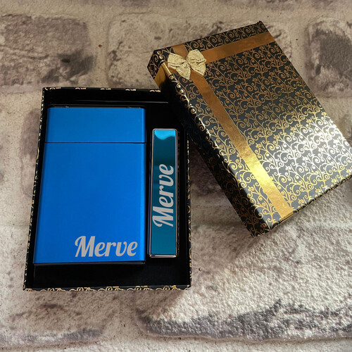 Kadınlara Özel Slim Sigara Kutusu ve Elektronik Çakmak 5 Renk