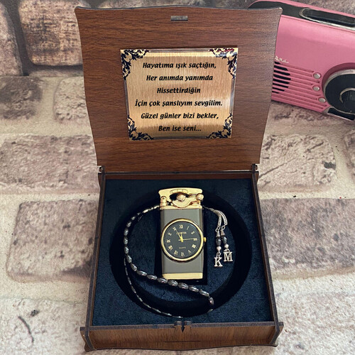 Silver Saatli Çakmak ve Tespih Seti