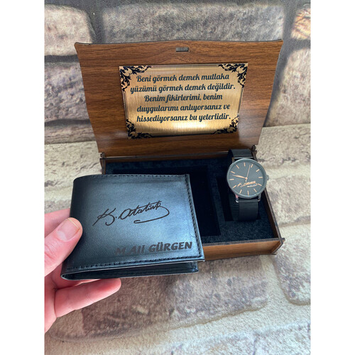 Kişiye Özel Atatürk Cüzdan, Saat ve Kalem Seti