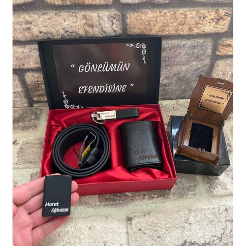 Kişiye Özel Çakmak-Kartlık- Kemer- Anahtarlık Seti