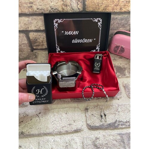 Kişiye Özel Çakmak, Sihirli Küllük, Sigaralık ve Tespih Seti