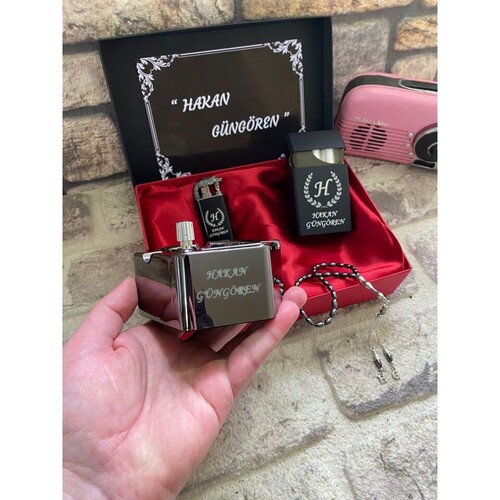 Kişiye Özel Çakmak, Sihirli Küllük, Sigaralık ve Tespih Seti