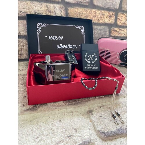 Kişiye Özel Çakmak, Sihirli Küllük, Sigaralık ve Tespih Seti