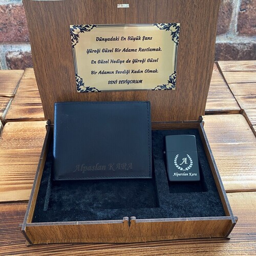 Kişiye Özel Çakmak ve Cüzdan Seti