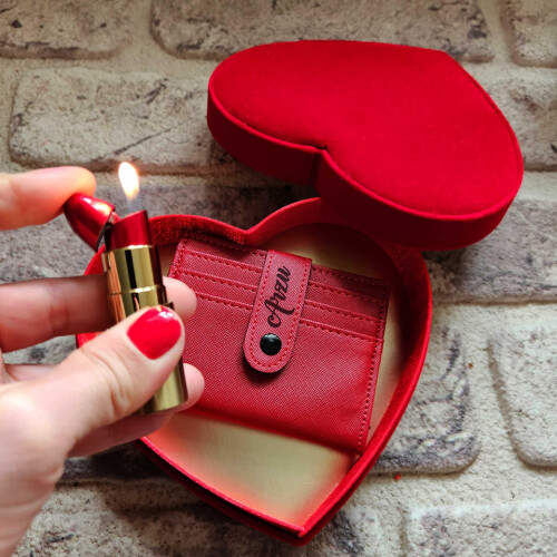 Kişiye Özel Cüzdan ve Ruj Çakmak Seti