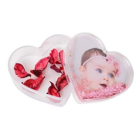 Kişiye Özel Fotoğraflı Kalpli Kutu Kar Küresi