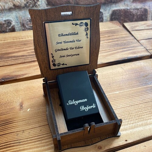 Kişiye Özel Gizli Bölmeli Ahşap Kutulu Çakmak