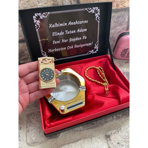 Kişiye Özel Gold Çakmak, Sihirli Küllük ve Tespih Seti