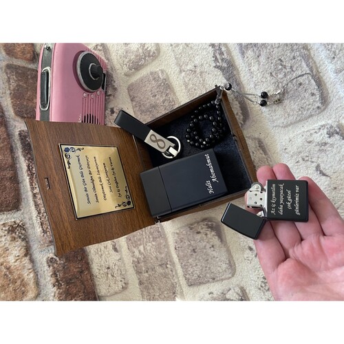 Kişiye Özel Hediye Seti - Anahtarlık - Çakmak -Tespih ve Sigara Kutusu