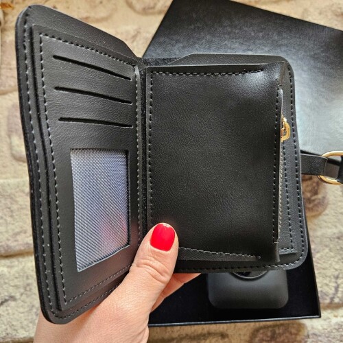 Kişiye Özel Siyah Kadın Cüzdan ve Elektronik Çakmaklı Sigara Kutusu