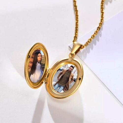 Kişiye Özel Kapaklı Oval Madalyon Kolye