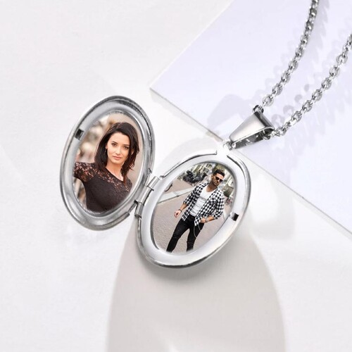 Kişiye Özel Kapaklı Oval Madalyon Kolye