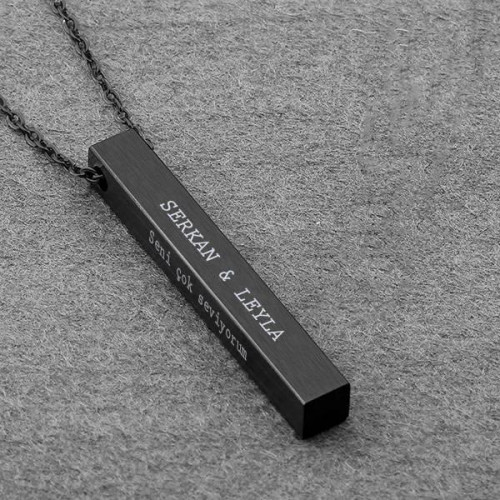 Kişiye Özel Siyah Çubuk Kolye