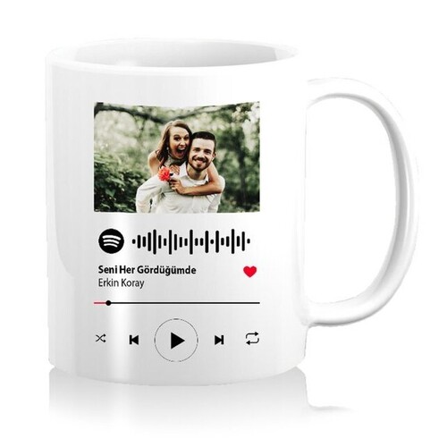 Kişiye Özel Spotify Ses İzi Bardak ve Kolye Seti