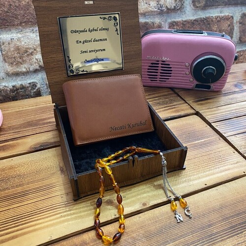 Kişiye Özel Taba Cüzdan ve Tespih Seti