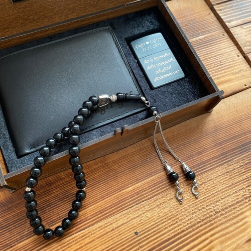 Kişiye Özel Tespih Çakmak ve Cüzdan Seti