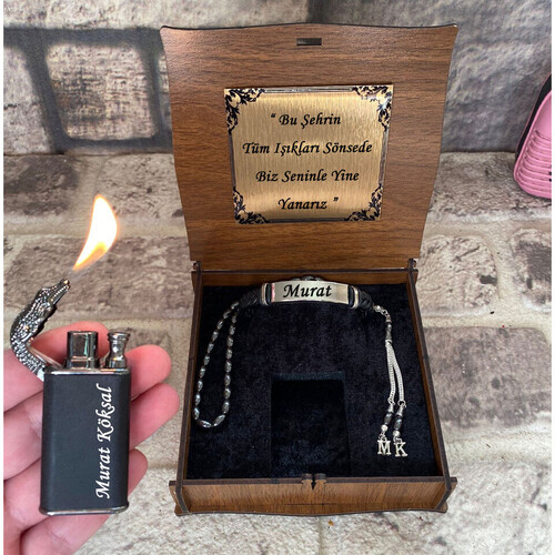 Kişiye Özel Timsah Çakmak, Tespih ve Bileklik Seti