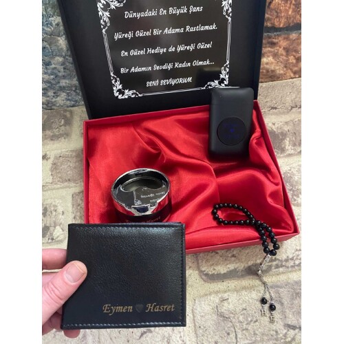 Şarjlı Işıklı Tabaka ve Usb Şarjlı Çakmak , Cüzdan , Metal Kül Tablası , Onixs Doğal Tespih