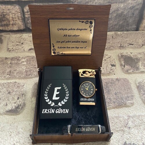 Sevgililer Günü Hediyesi Çakmak - Bileklik - Sigara Kutusu