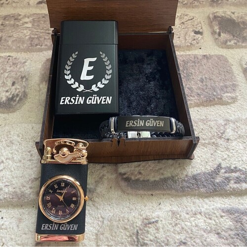 Sevgililer Günü Hediyesi Çakmak - Bileklik - Sigara Kutusu