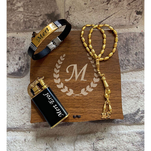 Sevgililer Günü Hediyesi Çakmak, Tespih ve Bileklik Seti