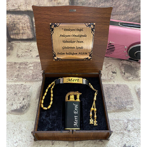 Sevgililer Günü Hediyesi Çakmak, Tespih ve Bileklik Seti