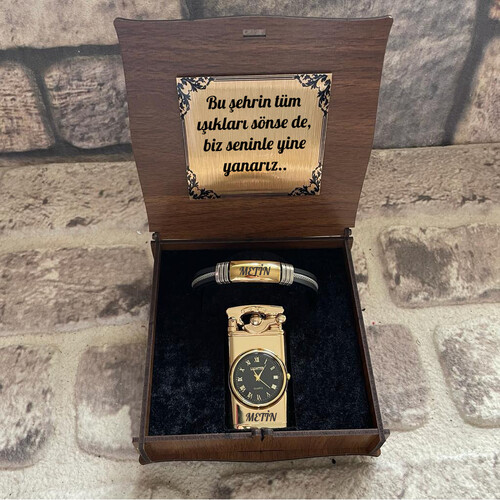 Sevgiliye Hediye Çakmak ve Bileklik Seti