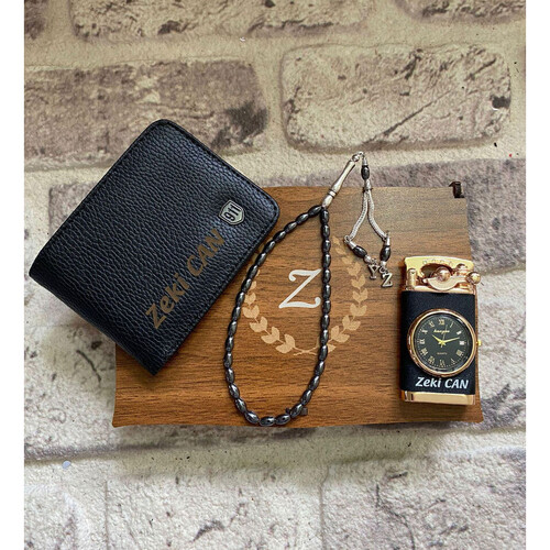 Sevgiliye Hediye Cüzdan, Çakmak ve Tespih Seti