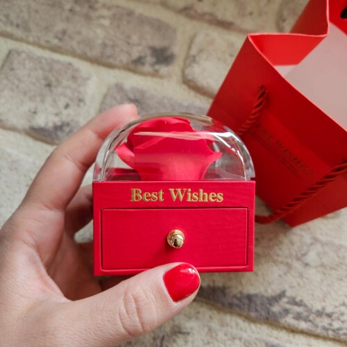 Solmayan Gül Kutusunda Kişiye Özel Melek Kanadı Kolye