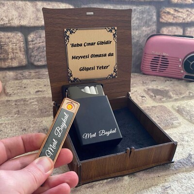 Elektronik Şarjlı Usb Çakmak Ve Metal Sigara Kutusu