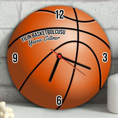 Kişiye Özel Yılın Basketbolcusu Ahşap Duvar Saati  27cm