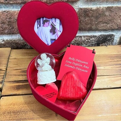 Melek Sevgilim Kar Küreli Kalp Hediye Kutusu