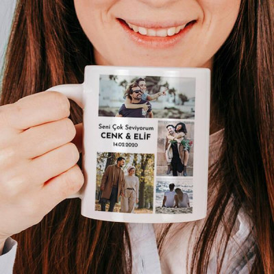 Sevgililere Özel 4 Fotoğraflı Kupa Bardak