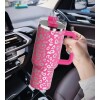 Pembe Leopar Desenli 1.2 Litre Termos Bardak 40 oz