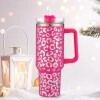 Pembe Leopar Desenli 1.2 Litre Termos Bardak 40 oz