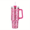 Pembe Leopar Desenli 1.2 Litre Termos Bardak 40 oz