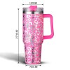 Pembe Leopar Desenli 1.2 Litre Termos Bardak 40 oz