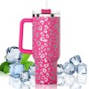 Pembe Leopar Desenli 1.2 Litre Termos Bardak 40 oz